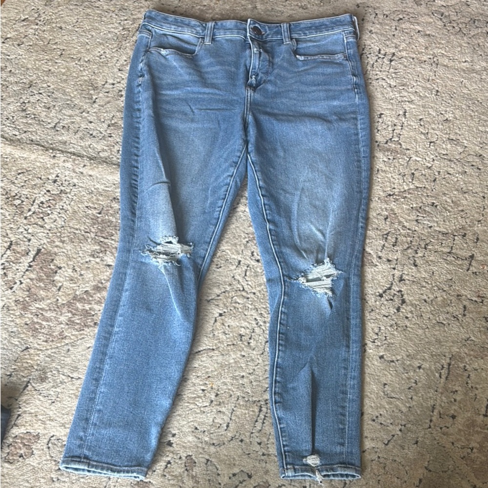 American Eagle Classic Blue Distressed Women Jeans